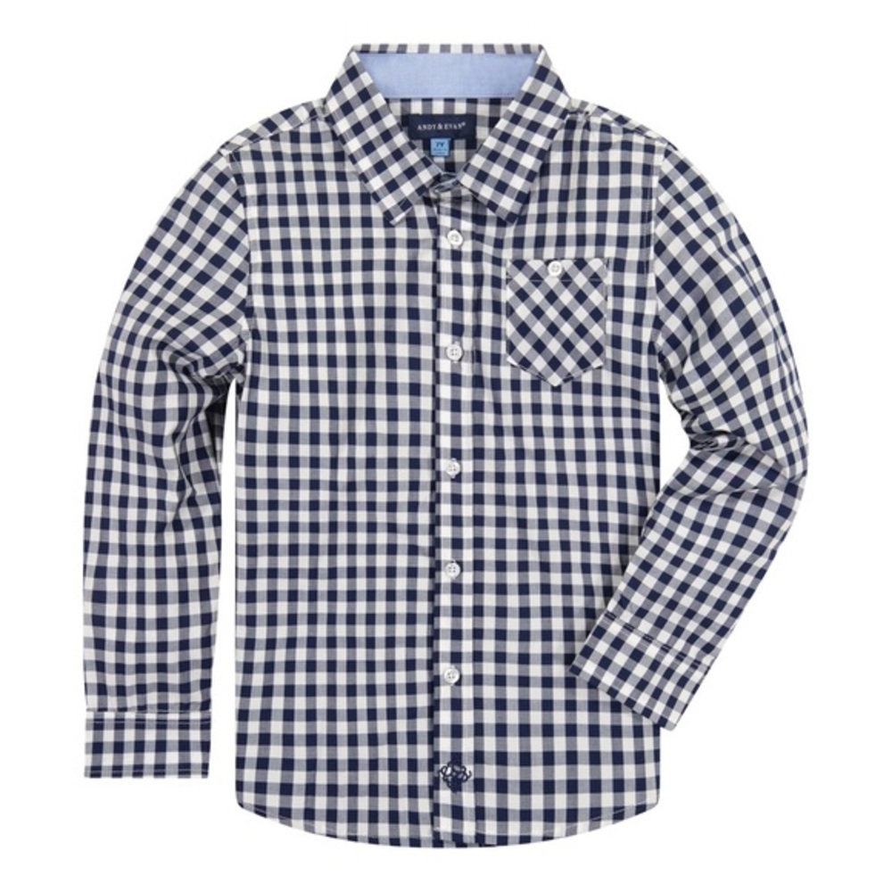 Andy & Evan Navy and White Checkered Button Down Shirt NWOT
